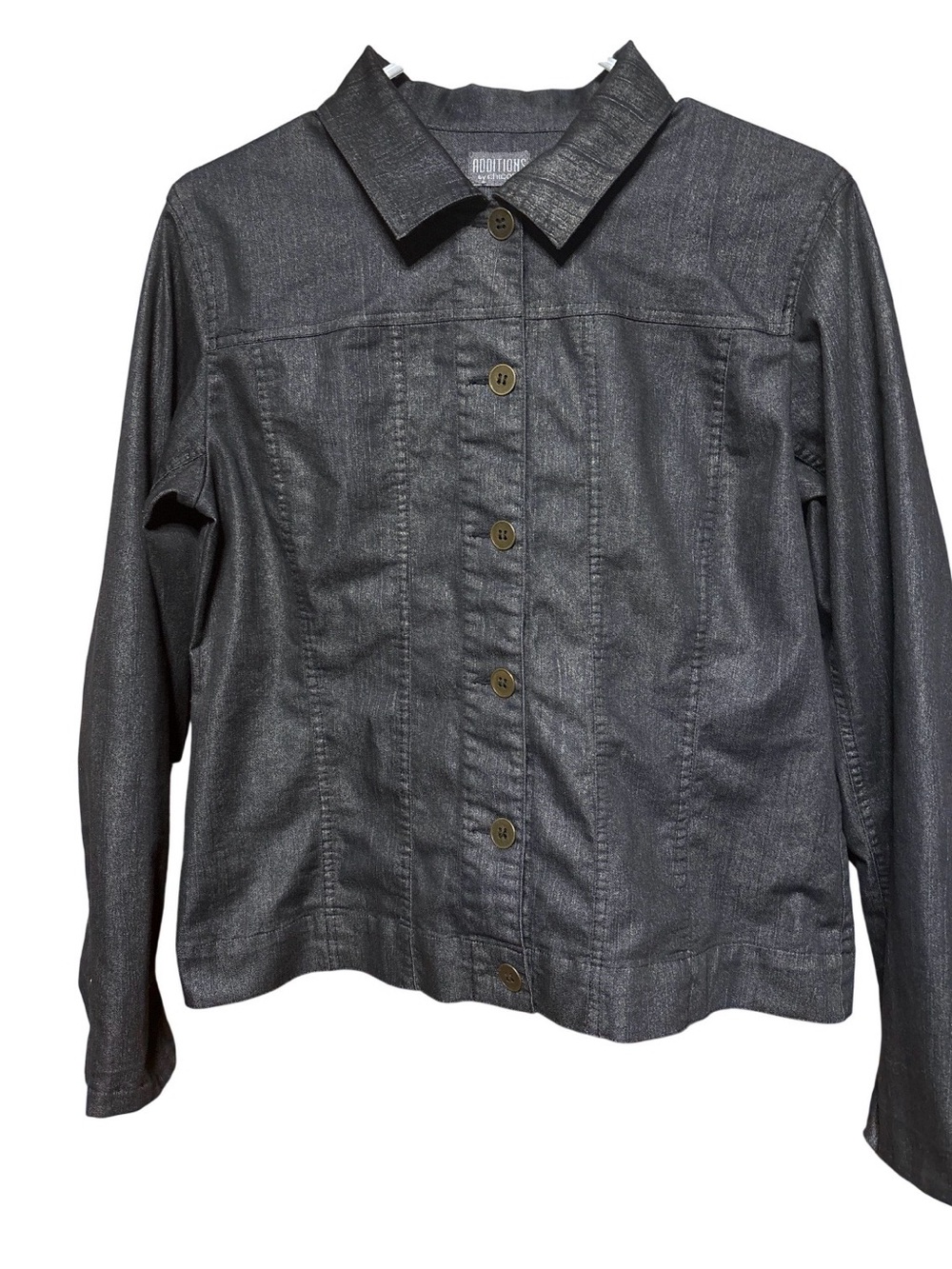 Chico's Slate Gray Button-Front Jean Jacket